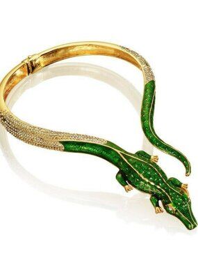 Anna Dello Russo x H&M - Adorned green statement Crocodile Necklace